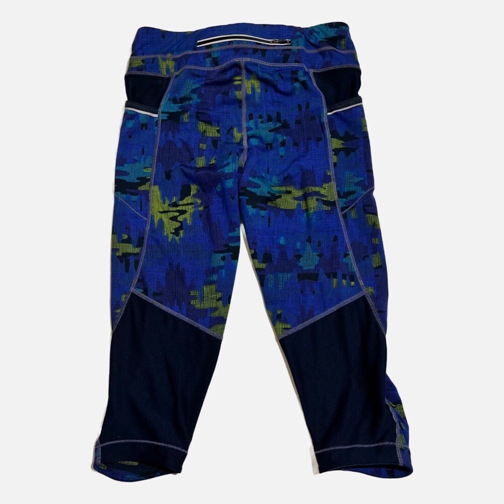 Athleta Camo Be Free Knicker Cropped Leggings Blue Multi Abstract Womens